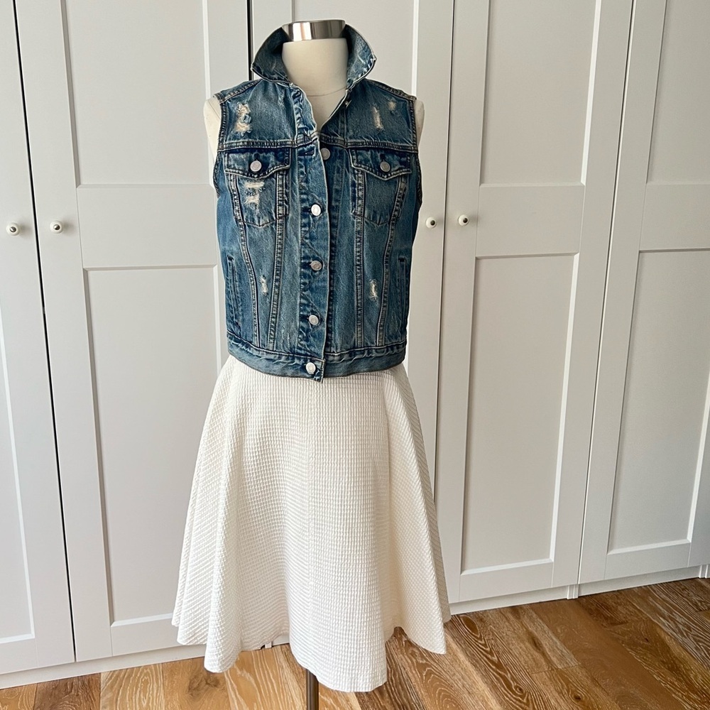 ZARA White Waffle Full Skirt XSmall